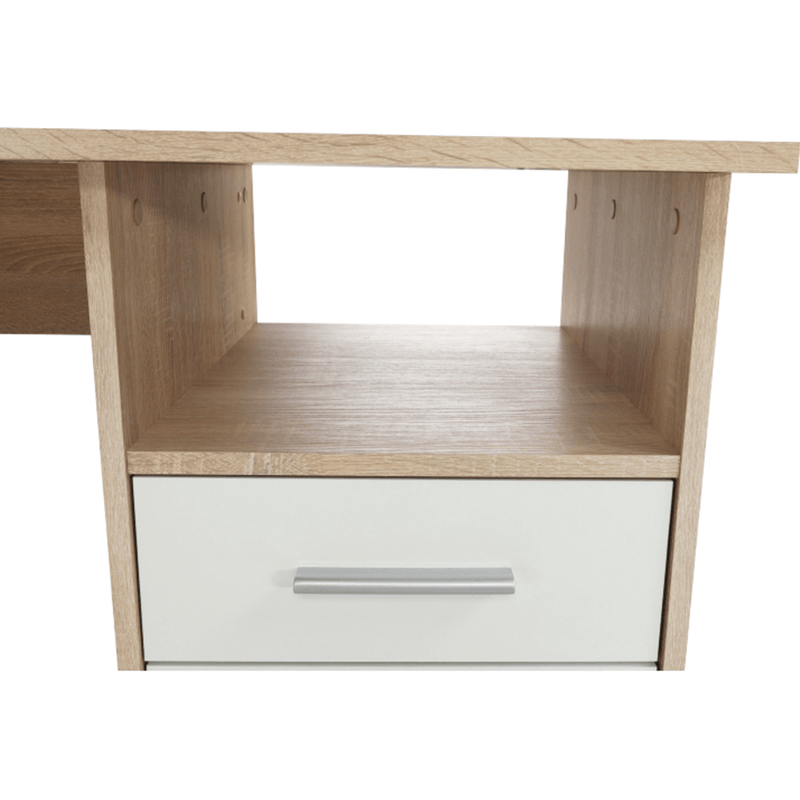Sarok számítógépasztal, sonoma tölgyfa/fehér, MAURUS NEW MA11