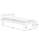 Ágy ráccsal, fehér, fenyőfa, 90x200, MAVIL