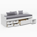 Ágy tárolóhellyel, fehér, tömörfa, 90x200, MAXI NEW