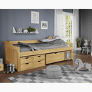 Ágy tárolóhellyel, természetes, tömörfa, 90x200, MAXI NEW