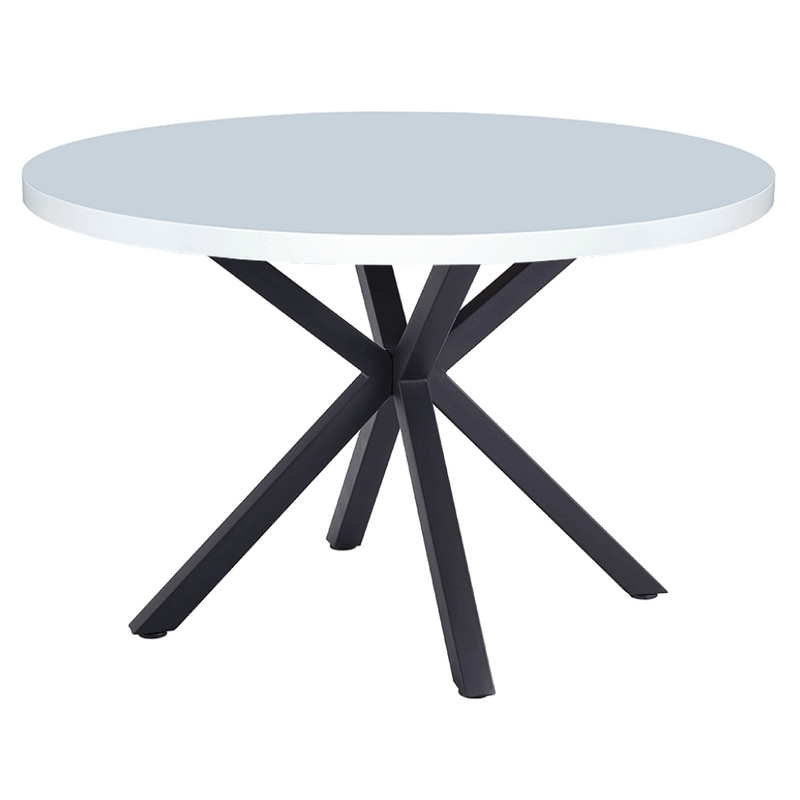 Étkezőasztal, fehér matt/fekete, átmérő 120 cm, MEDOR