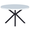 Étkezőasztal, fehér matt/fekete, átmérő 120 cm, MEDOR