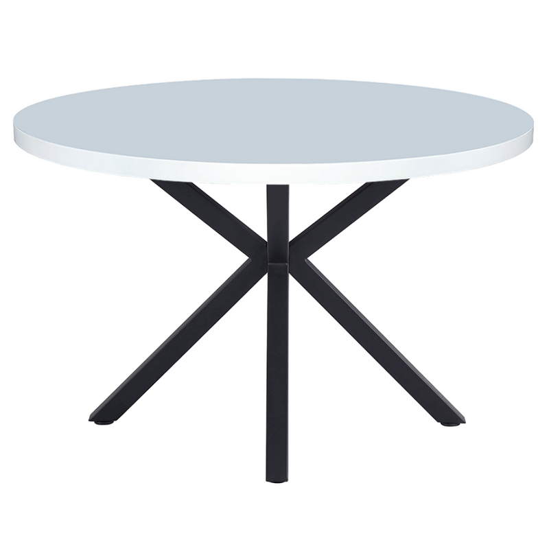 Étkezőasztal, fehér matt/fekete, átmérő 120 cm, MEDOR
