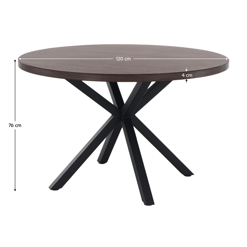 Étkezőasztal, sötét tölgy/fekete, átmérő 120 cm, MEDOR