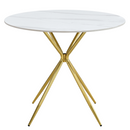 Étkezőasztal, fehér márvány/gold arany króm, átmérő 90 cm, MEKNER