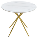 Étkezőasztal, fehér márvány/gold arany króm, átmérő 90 cm, MEKNER