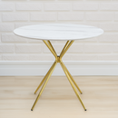 Étkezőasztal, fehér márvány/gold arany króm, átmérő 90 cm, MEKNER