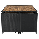 Kerti rattan szett, akácfa, fekete/krémszínű/természetes, MELFORD