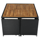 Kerti rattan szett, akácfa, fekete/krémszínű/természetes, MELFORD