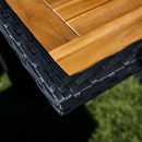 Kerti rattan szett, akácfa, fekete/krémszínű/természetes, MELFORD