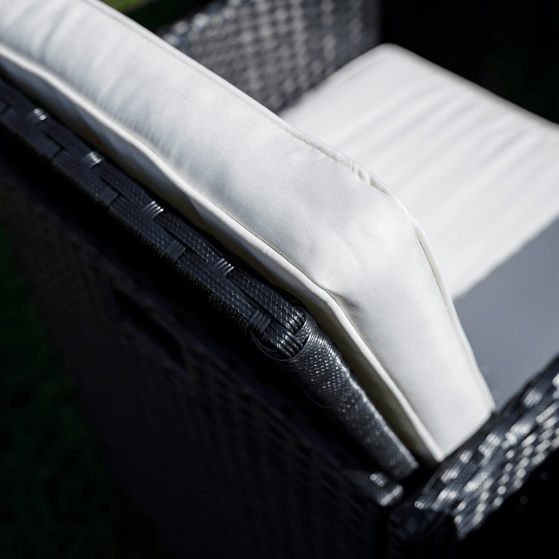 Kerti rattan szett, akácfa, fekete/krémszínű/természetes, MELFORD