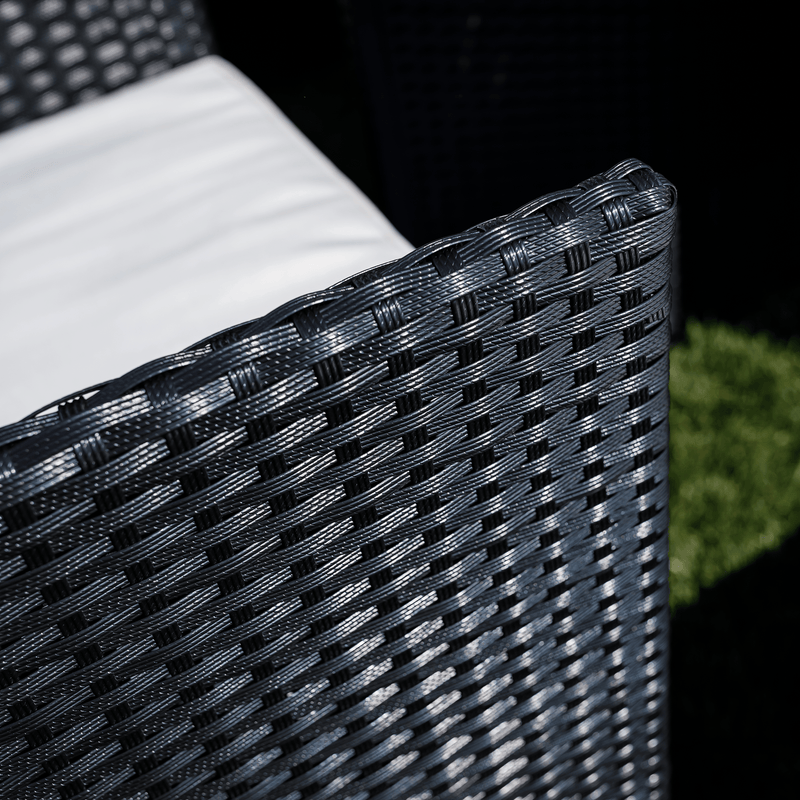 Kerti rattan szett, akácfa, fekete/krémszínű/természetes, MELFORD