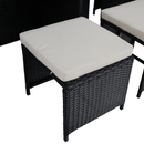 Kerti rattan szett, akácfa, fekete/krémszínű/természetes, MELFORD