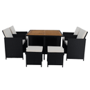 Kerti rattan szett, akácfa, fekete/krémszínű/természetes, MELFORD