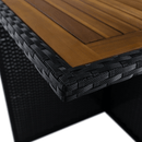 Kerti rattan szett, akácfa, fekete/krémszínű/természetes, MELFORD
