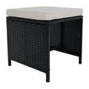 Kerti rattan szett, akácfa, fekete/krémszínű/természetes, MELFORD