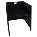 Kerti rattan szett, akácfa, fekete/krémszínű/természetes, MELFORD