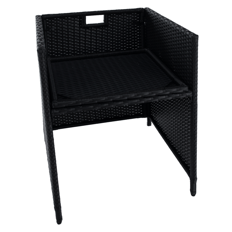 Kerti rattan szett, akácfa, fekete/krémszínű/természetes, MELFORD