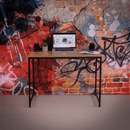 Íróasztal tölgy/fekete, 100x60 cm, MELLORA