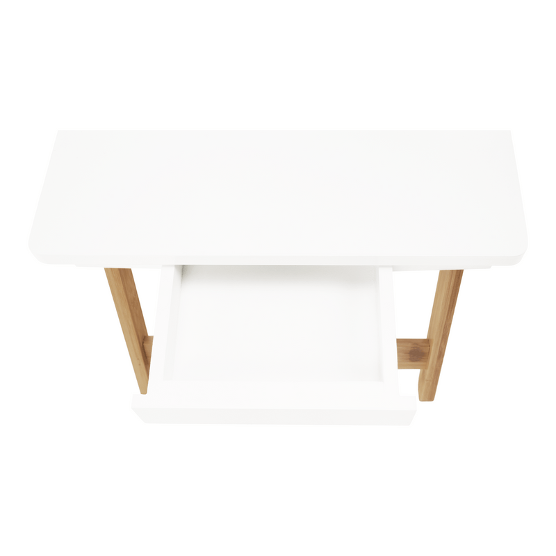 Notebook asztal/táblagép tartó, fehér/természetes bambusz, MELTEN