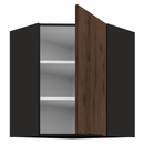 Felső sarokszekrény okapi dió/fekete, MENZO 60x60 GN-72 1F