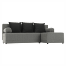 Sarokülőgarnitúra, J allású,  ágyfunkcióval, szövet szürke/ párnák fekete, MEXX
