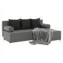 Sarokülőgarnitúra, J allású,  ágyfunkcióval, szövet szürke/ párnák fekete, MEXX