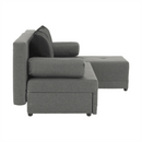 Sarokülőgarnitúra, J allású,  ágyfunkcióval, szövet szürke/ párnák fekete, MEXX