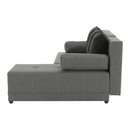 Sarokülőgarnitúra, J allású,  ágyfunkcióval, szövet szürke/ párnák fekete, MEXX