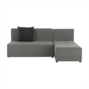 Sarokülőgarnitúra, J allású,  ágyfunkcióval, szövet szürke/ párnák fekete, MEXX