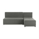 Sarokülőgarnitúra, J allású,  ágyfunkcióval, szövet szürke/ párnák fekete, MEXX