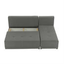 Sarokülőgarnitúra, J allású,  ágyfunkcióval, szövet szürke/ párnák fekete, MEXX