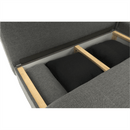 Sarokülőgarnitúra, J allású,  ágyfunkcióval, szövet szürke/ párnák fekete, MEXX