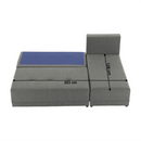 Sarokülőgarnitúra, J allású,  ágyfunkcióval, szövet szürke/ párnák fekete, MEXX