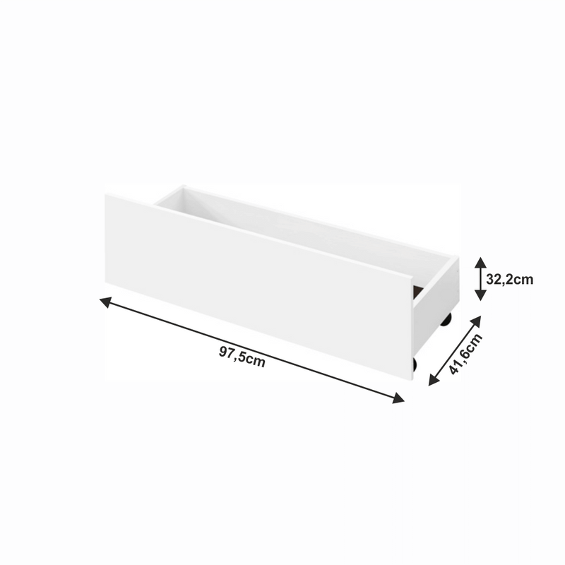 2 darab, kihúzható ágy alatti tároló, fehér, MIDEA