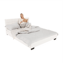 Ágy ágyráccsal, 160x200, fehér textilbőr, MIKEL