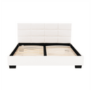 Ágy ágyráccsal, 160x200, fehér textilbőr, MIKEL