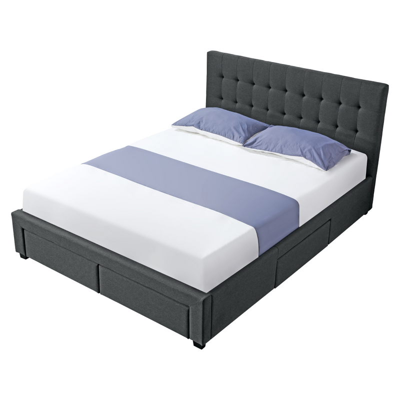 Ágy ráccsal, 180x200, szürke, MILARA