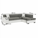 Ülőgarnitúra, fehér/szürke melír, jobbos, MINERVA