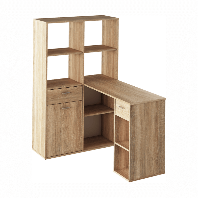 PC asztal könyvespolccal, tölgy sonoma, MINESON