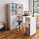 Sarok PC asztal könyvespolccal, fehér, MINESON