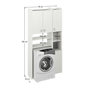 Szekrény mosógép fölé polcokkal, fehér, MIRALI