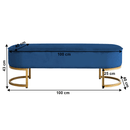 Dizájnos pad, kék Velvet szövet/gold króm-arany, MIRILA NEW