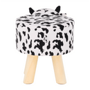 Puff kistehén alakban, Velvet anyag fehér/fekete/natúr, MOLLY