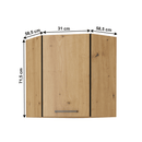 Felső szekrény, matt fekete/artisan tölgy, MONRO 60/60 GN-72 1F