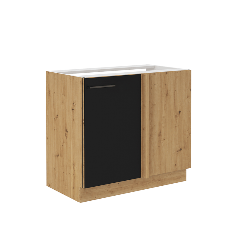 Alsó konyhaszekrény, matt fekete/artisan tölgy, MONRO 105 ND 1FFBB