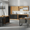 Alsó szekrény beépített tűhelyre, matt fekete/artisan tölgy, MONRO 60 D GAZ BB