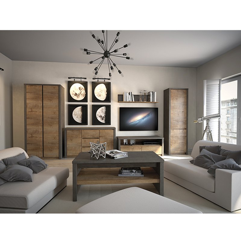 Komód, tölgy lefkas sötét/smooth szürke, MONTANA K3D