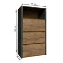 Komód, smooth szürke/tölgy lefkas sötét, MONTANA KS3