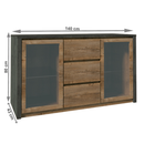 Komód, tölgy lefkas sötét/smooth szürke, MONTANA K2D